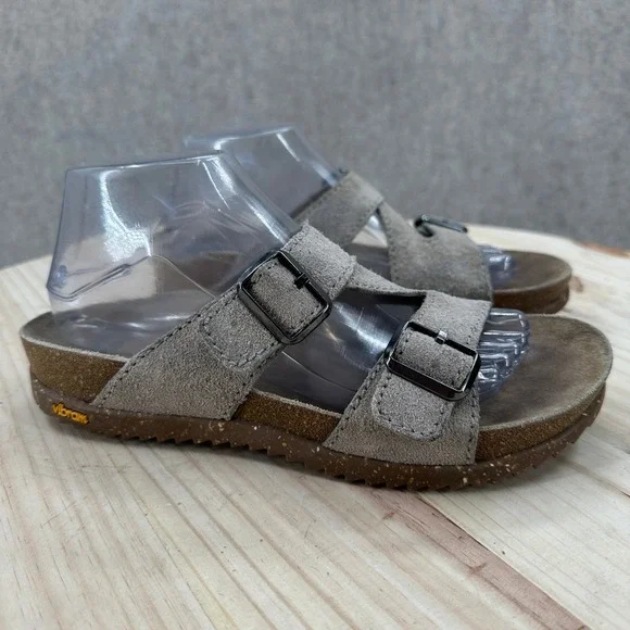 Dansko Cork Footbed Slide Sandals 8.5 Vibram Suede Double Strap Buckle Comfort - Picture 6 of 12